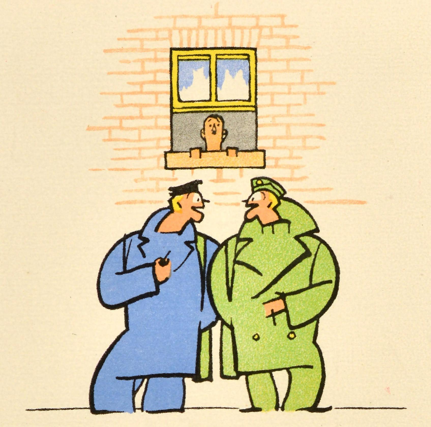 Original Vintage WWII Poster Careless Talk Strictly Between You And Me Fougasse (Mitte des 20. Jahrhunderts) im Angebot