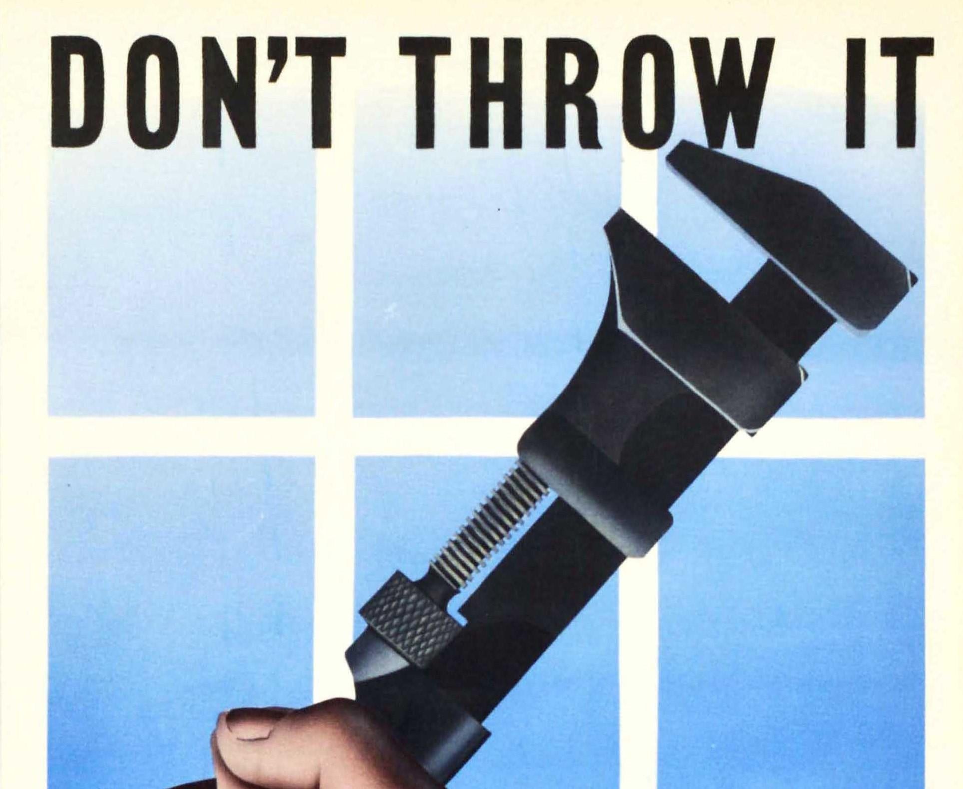 Original Vintage WWII Poster - Don't Throw It Use It - War Savings ...