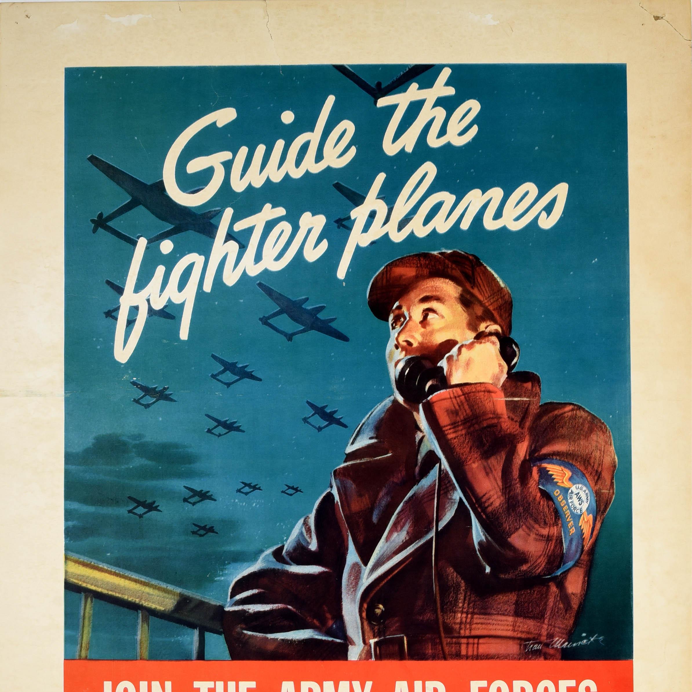 Original Vintage WWII Poster Guide The Fighter Planes Army Air Force Recruitment, Vintage, WWII (amerikanisch) im Angebot