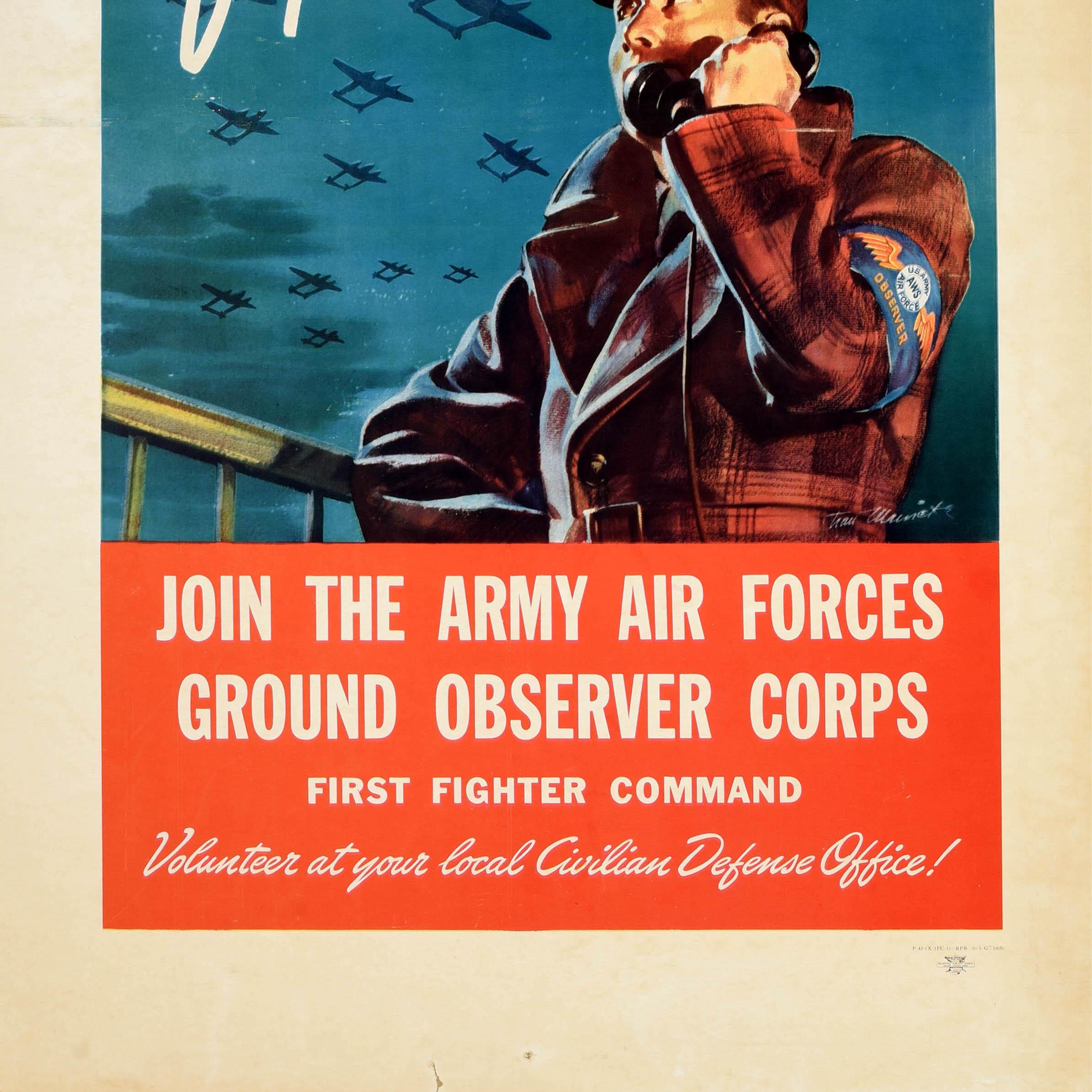 Original Vintage WWII Poster Guide The Fighter Planes Army Air Force Recruitment In Good Condition For Sale In London, GB
