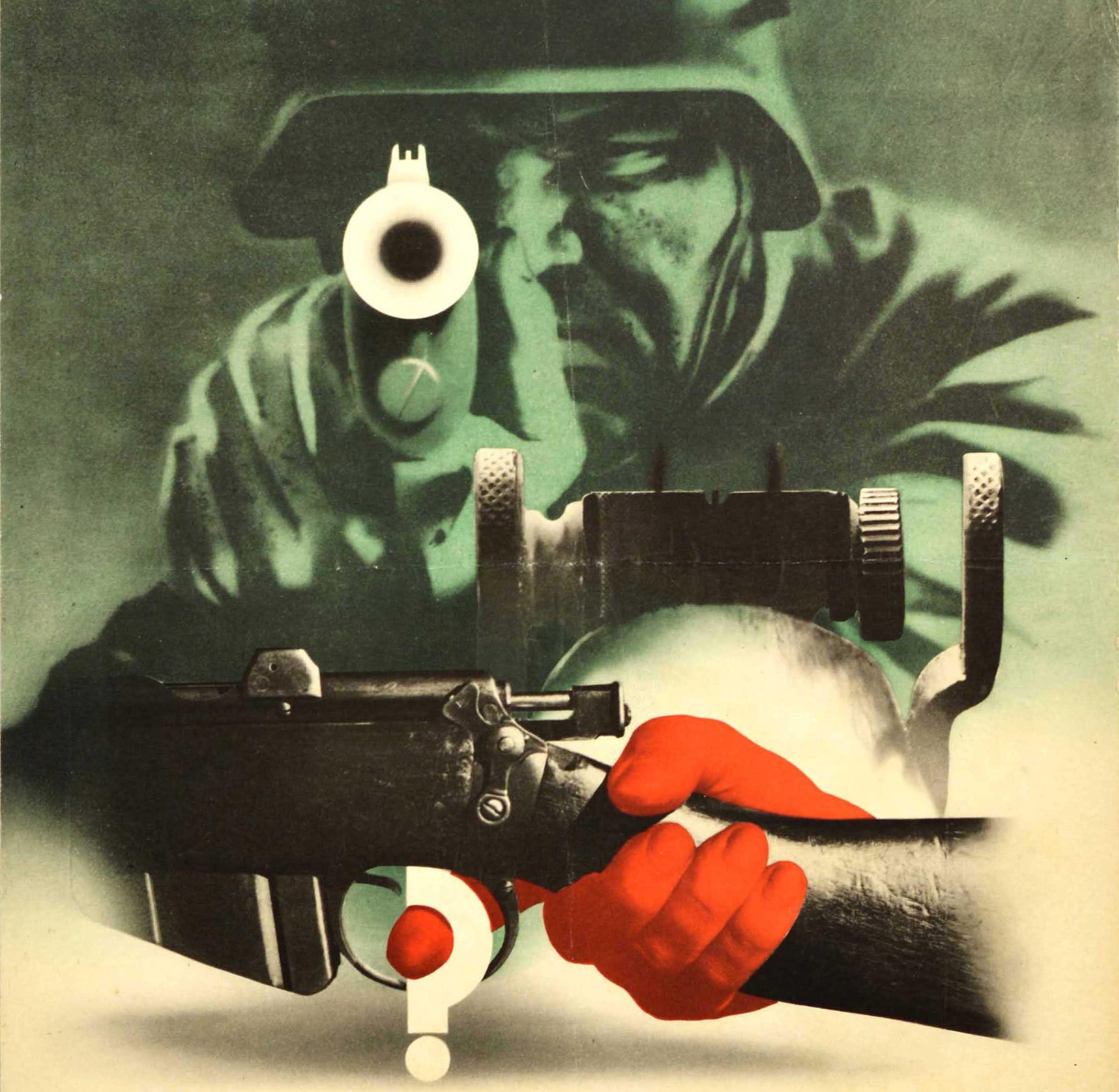 Original Vintage WWII Poster His Rifle Will Fire Abram Games War Military Safety Bon état - En vente à London, GB