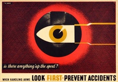 Original Vintage WWII Poster Look First Prevent Accidents Bullets Graphic Design