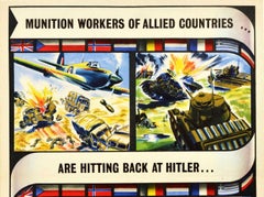 Original Vintage WWII Poster Munition Workers Allied Countries British Factories
