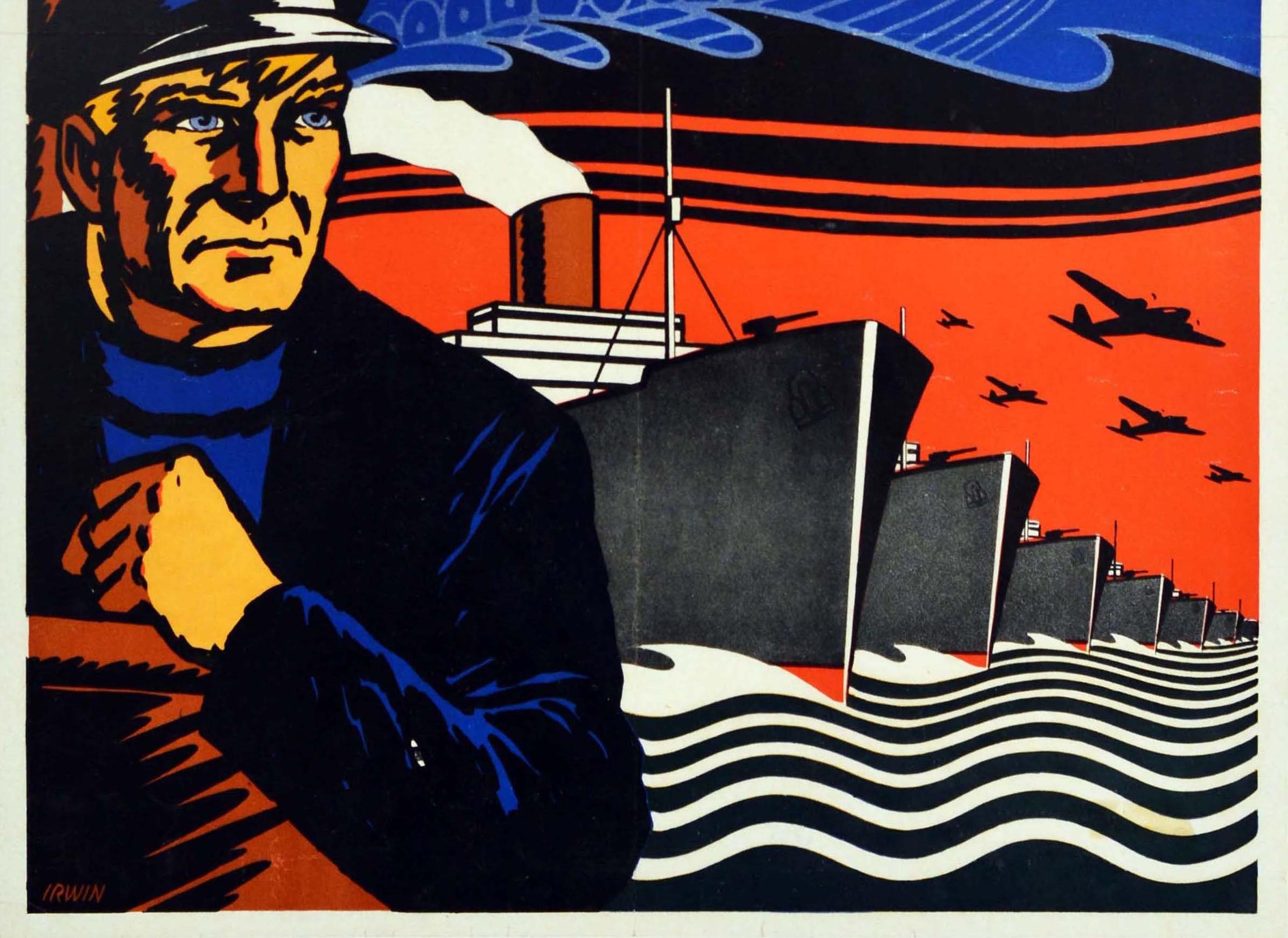 Norvegese Poster originale della Seconda Guerra Mondiale Norvegia Un Alleato Combattente Barca Vichinga Navi da Guerra Aerei in vendita