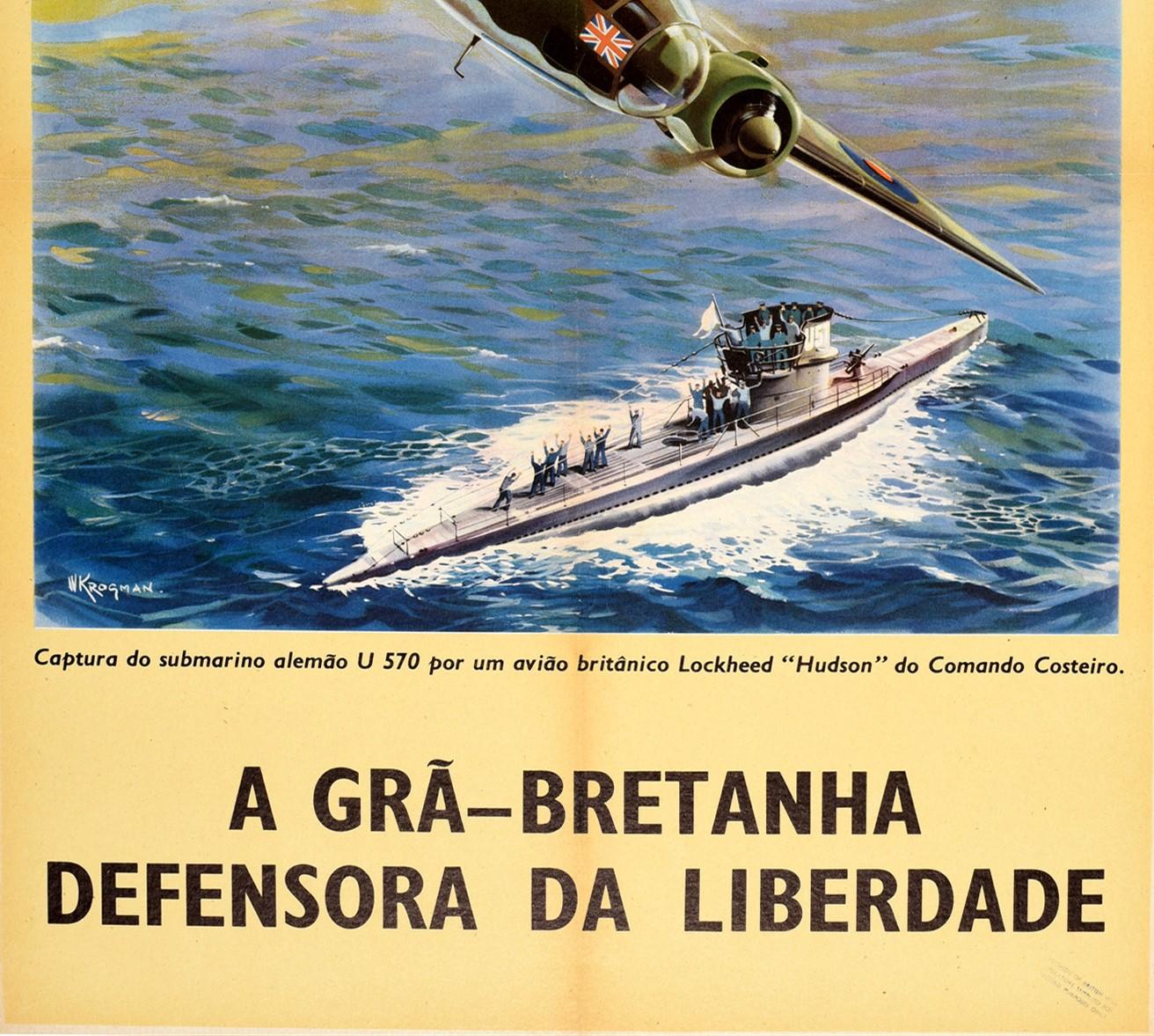 Britannique Affiche rétro originale de la Seconde Guerre mondiale, RAF Coastal Command, Lockheed Hudson Submarine Uboat en vente