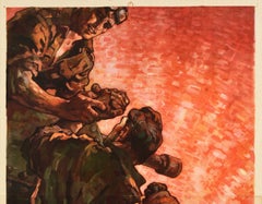 Original Vintage WWII Poster Salut A La Resistance Et En Avant! Forward Fighters