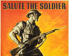 Original Vintage WWII Poster Salute The Soldier The Liberator Save Lend More