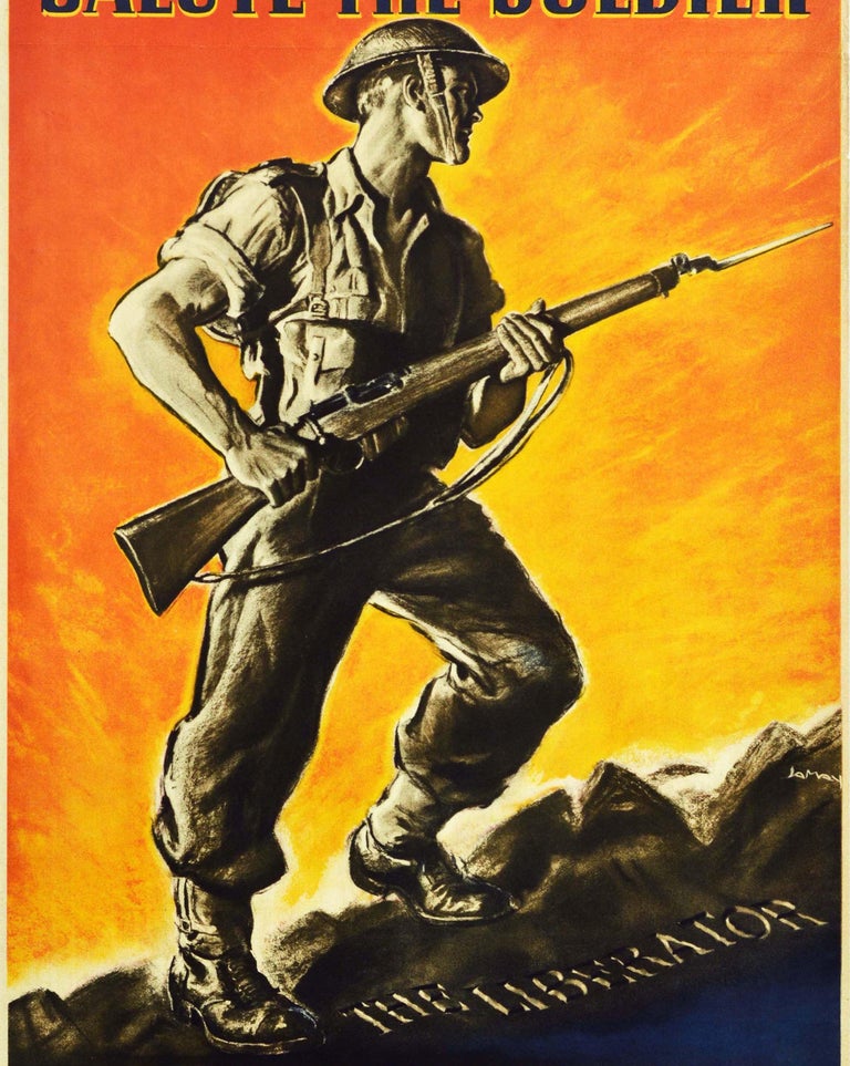 Original Vintage WWII Poster Salute The Soldier The Liberator Save Lend  More For Sale at 1stDibs | militarism poster, john banner recruiting poster,  militarism posters