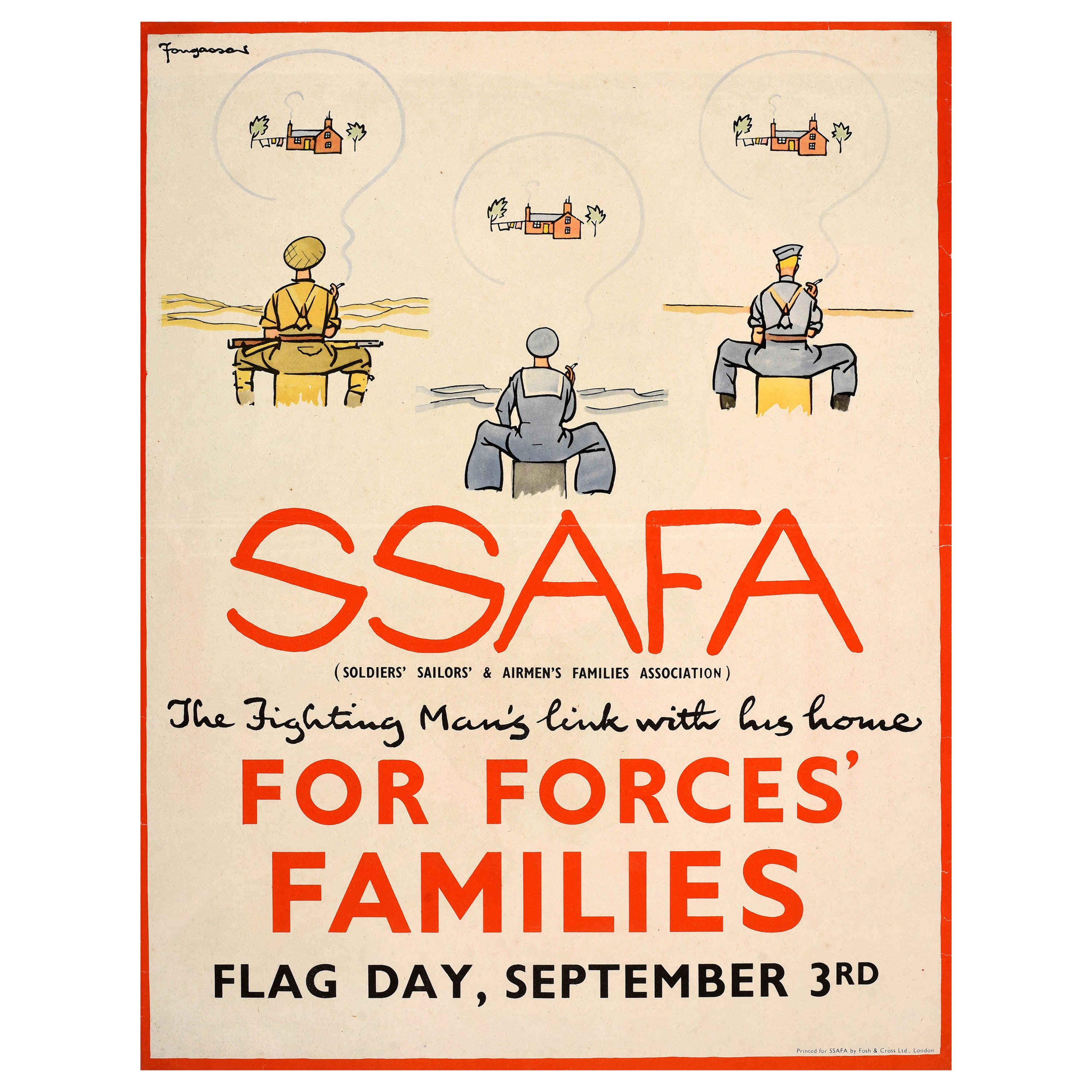 Original Vintage-Poster aus dem Zweiten Weltkrieg, SSAFA Soldaten, Matrosen, Airmen, Familie, Vereinigung, SSAFA im Angebot