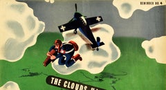 Original Vintage WWII Poster The Clouds Have Eyes War Spy Pilot Camouflage Plane