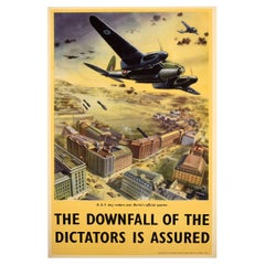 Affiche vintage d'origine de la seconde guerre mondiale « The Downfall Of The Dictators Is Assured RAF Berlin »