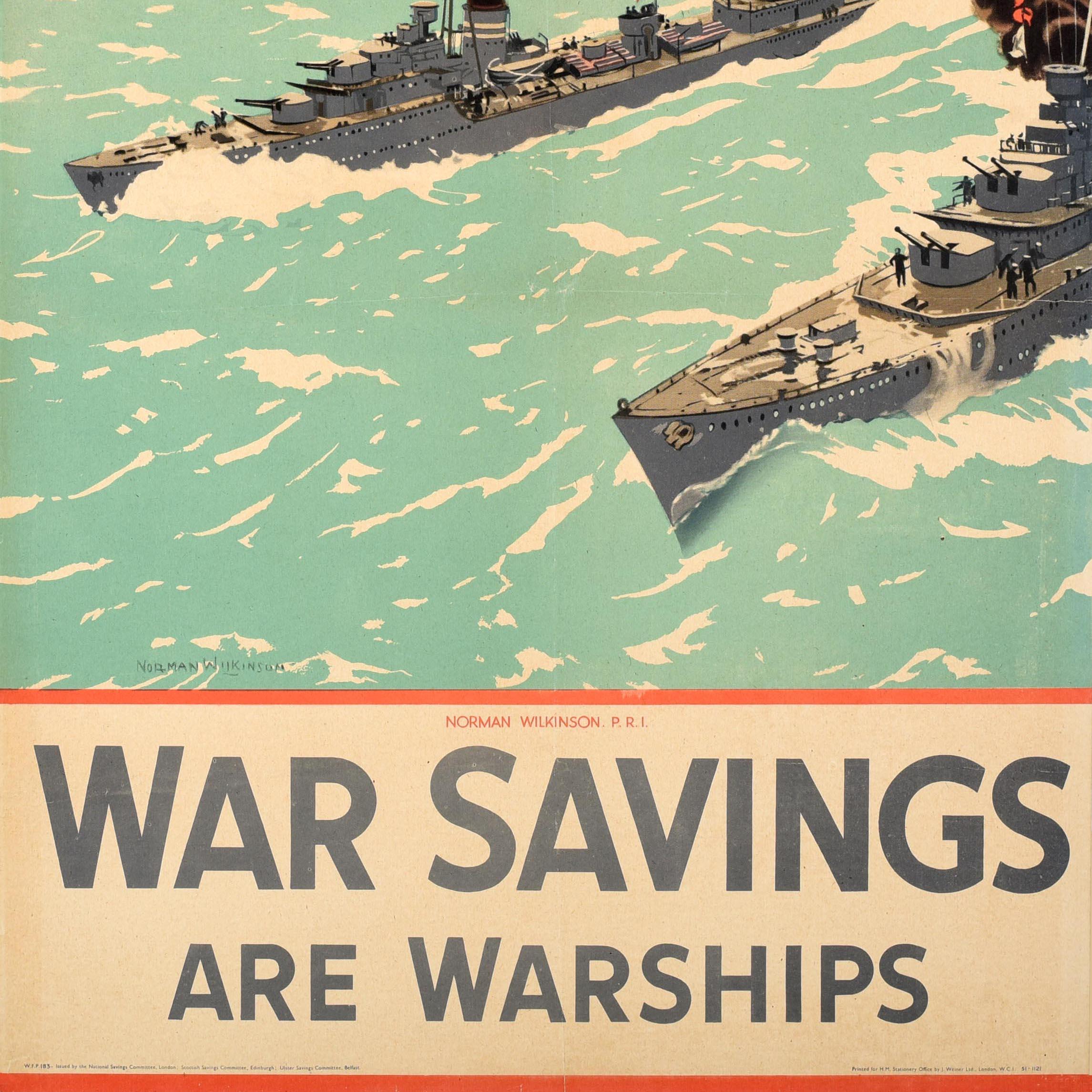 Original Vintage WWII Poster War Savings Are Warships Norman Wilkinson Navy Art Bon état - En vente à London, GB