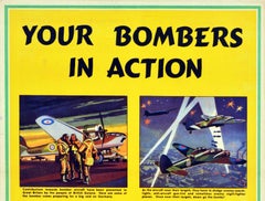 Original Vintage WWII Poster Your Bombers In Action Thank You British Guiana RAF