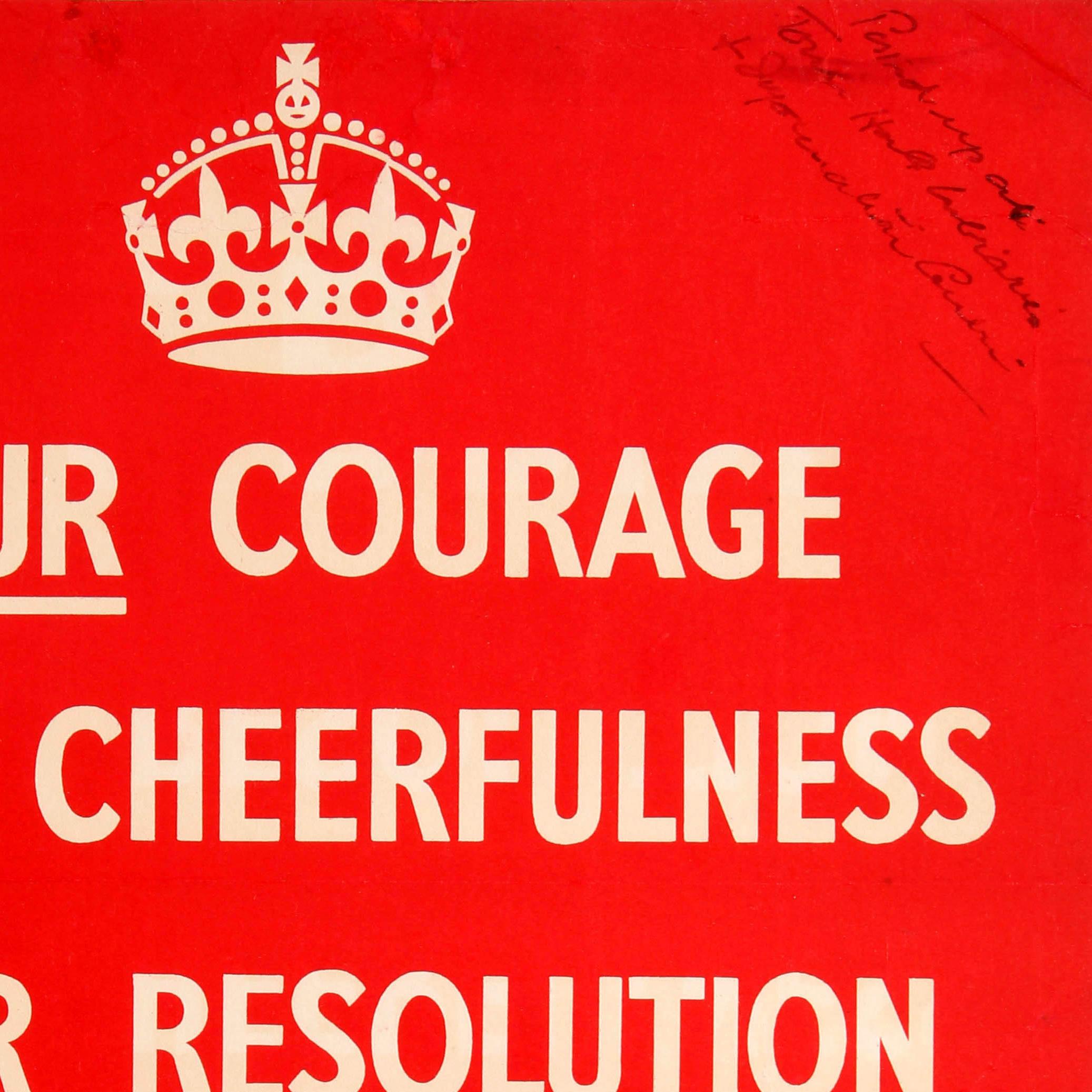 Original Vintage WWII Propaganda Poster Mut Heiterkeit Auflösung Sieg (Mitte des 20. Jahrhunderts) im Angebot