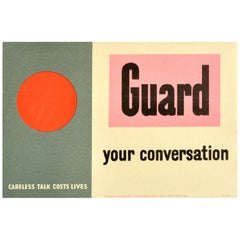 Original Vintage WWII Propaganda Poster Guard Your Conversation Careless Talk
