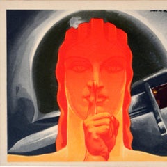 Original Vintage WWII Propaganda Poster Italien Spionage unvorsichtiges Gespräch Verdächtigungen