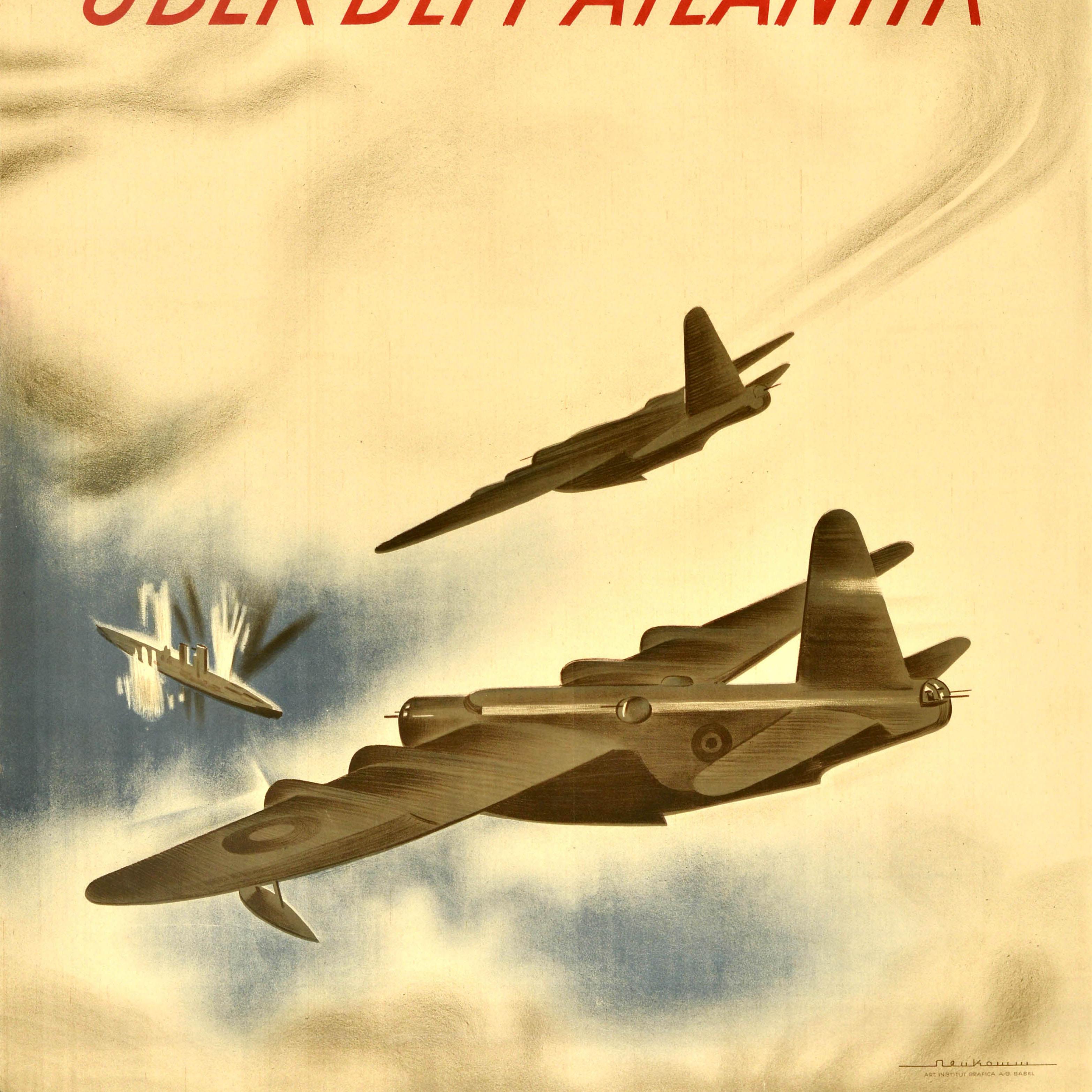 Original Vintage WWII Propaganda Poster RAF Over The Atlantic Royal Air Force In Good Condition For Sale In London, GB