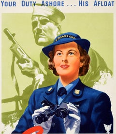 Original Vintage WWII Recruitment Poster SPARS Your Duty Ashore US Coast Guard