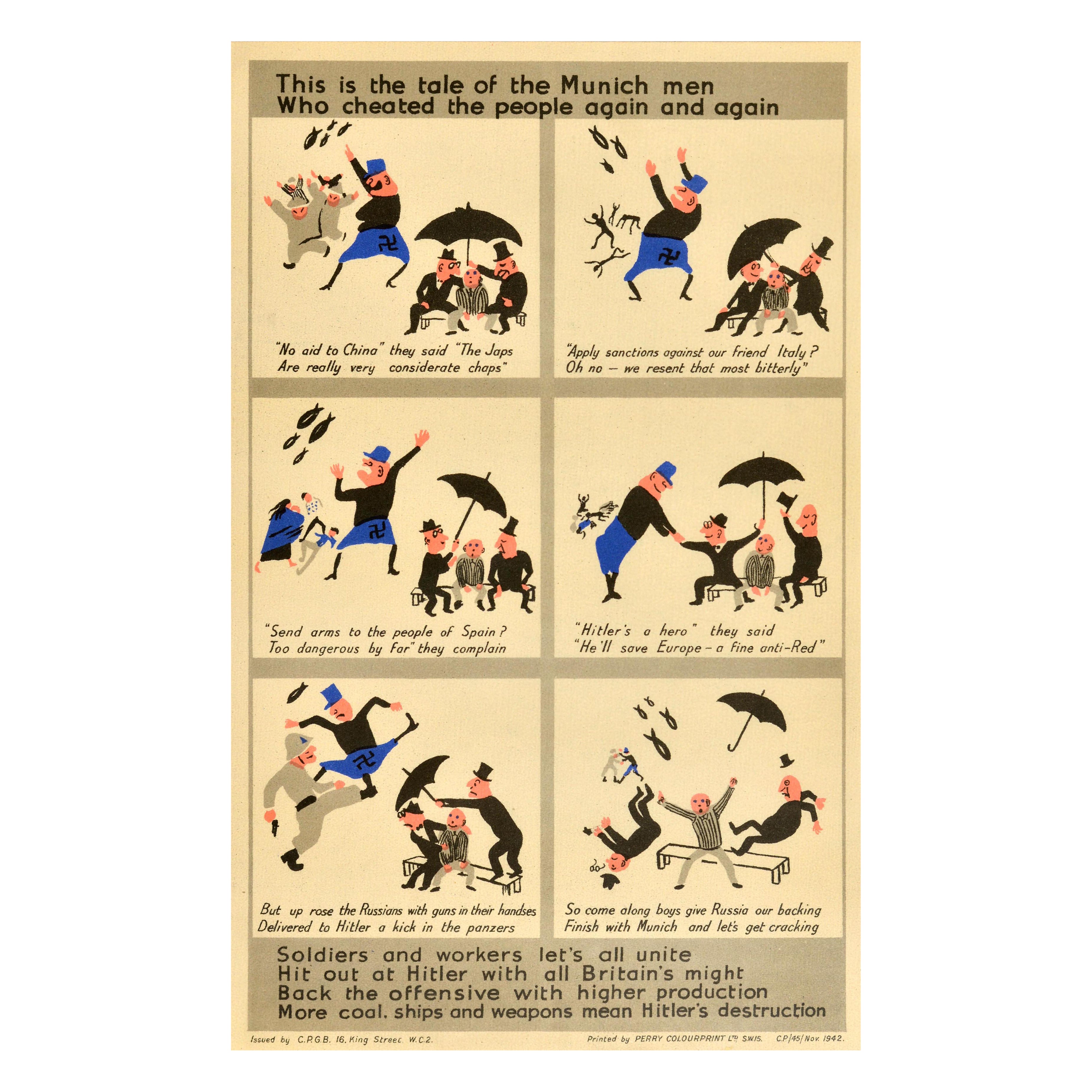 Poster propagandistico originale della seconda guerra mondiale Monaco di Baviera Uomini più navi da carbone in vendita