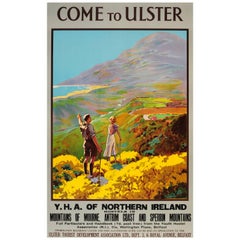 Original Vintage Youth Hostel Association Travel Poster - Come To Ulster Ireland