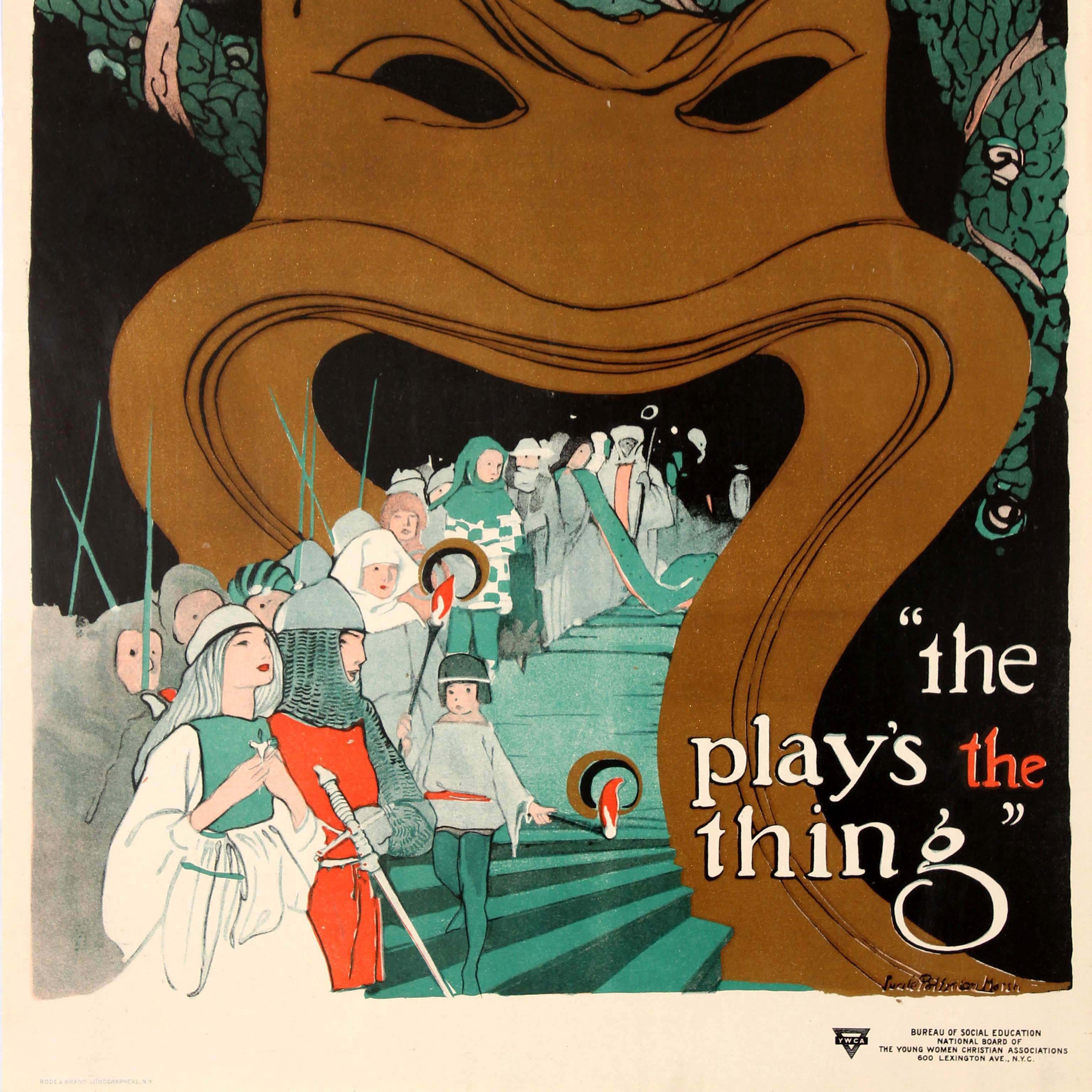 American Original Vintage YWCA & Bureau of Social Education Poster - The Play's The Thing For Sale