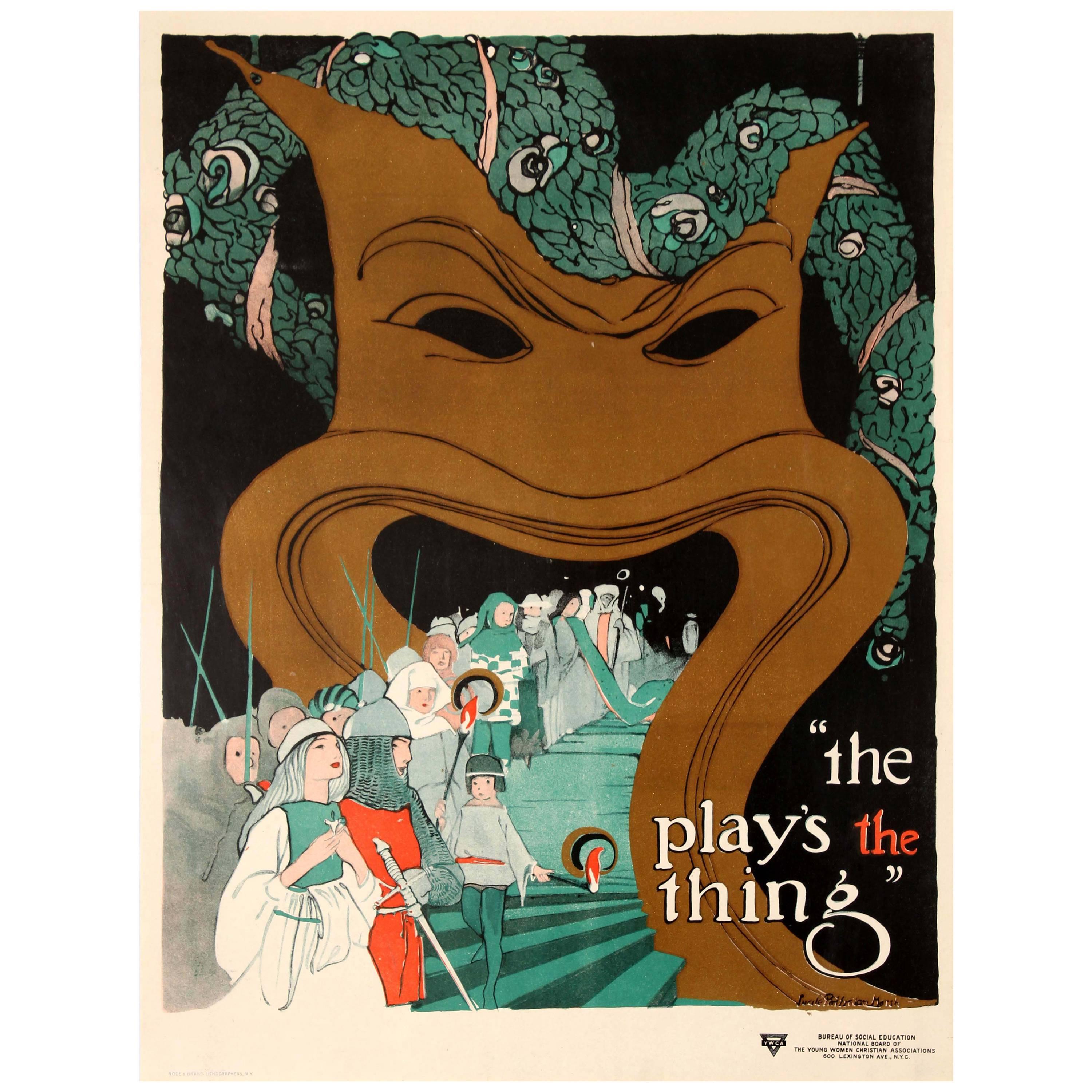 Original Vintage YWCA & Bureau of Social Education Poster - The Play's The Thing For Sale