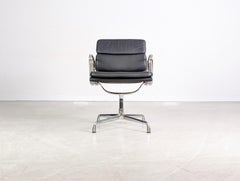 Original Vitra EA 208 soft pad schwarz Leder Stuhl Charles Eames