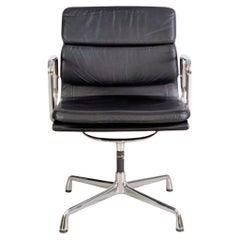 Original Vitra EA 208 soft pad schwarz Leder Stuhl Charles Eames
