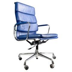 Original Vitra EA 219 Bürostuhl Soft Pad blau Charles and Ray Eames Leder