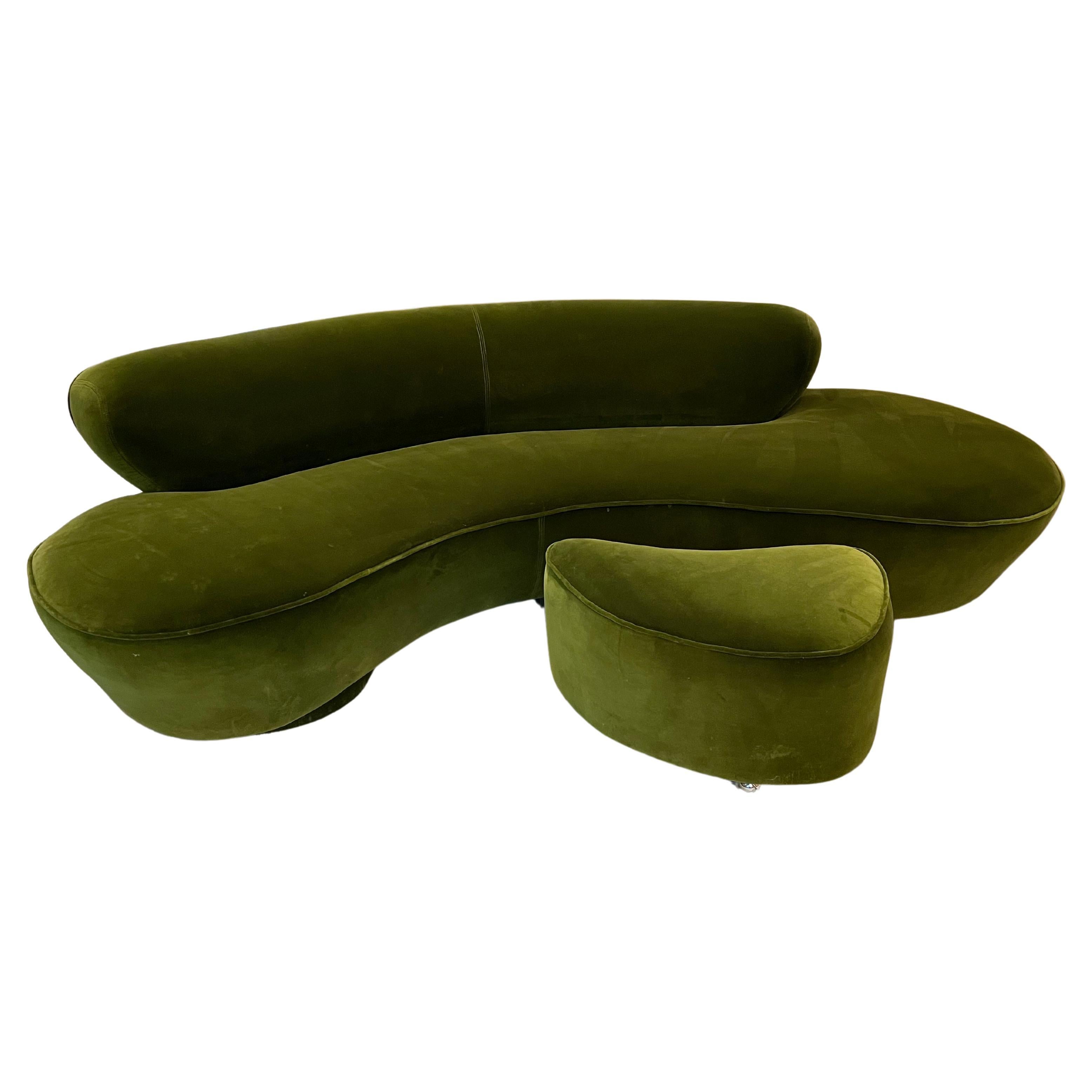 Original Vladimir Kagan 'Cloud' Sofa mit Ottomane und seltenem Sofatisch Ebenholz  im Angebot