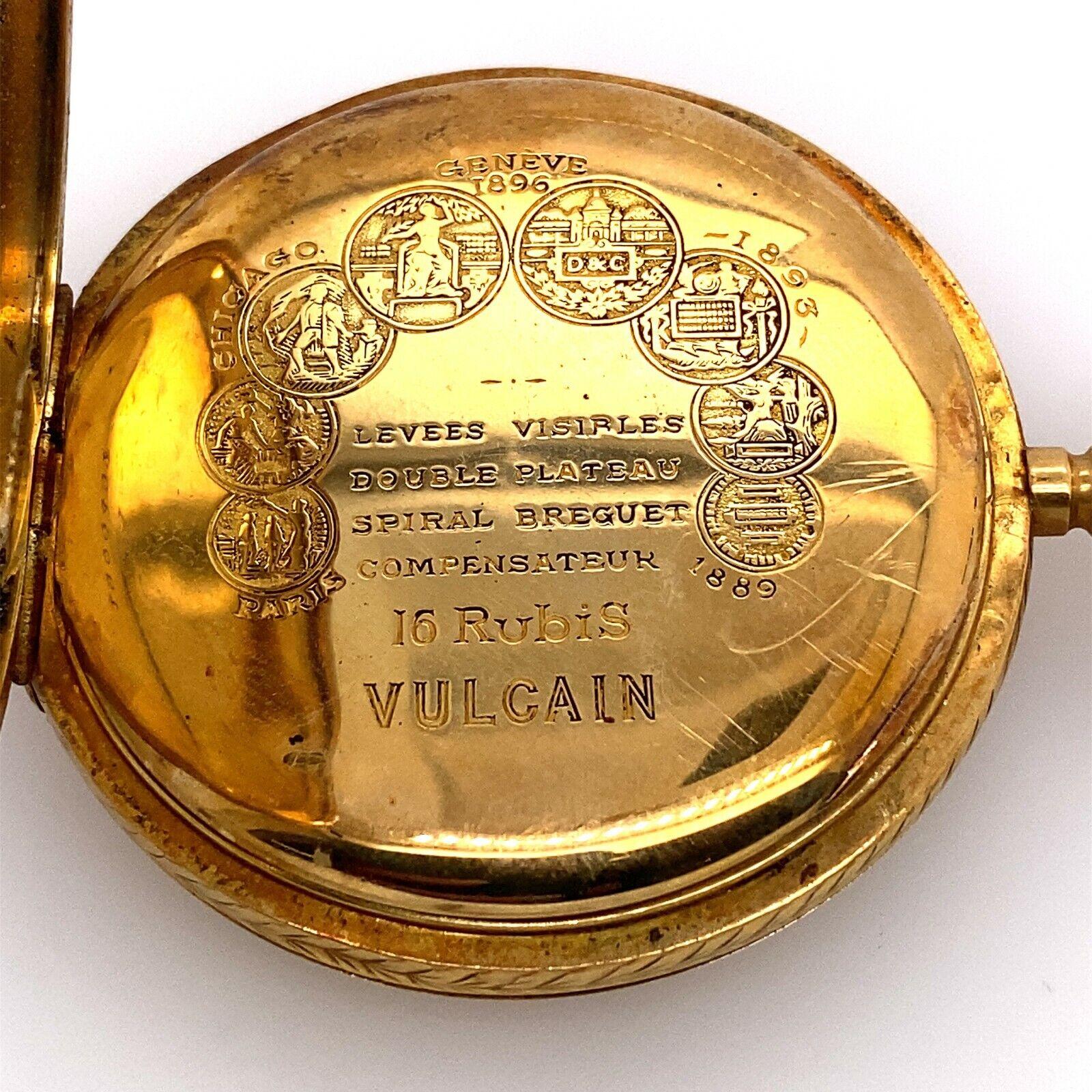 Montre de poche Vulcain originale en or jaune 18 carats Unisexe en vente