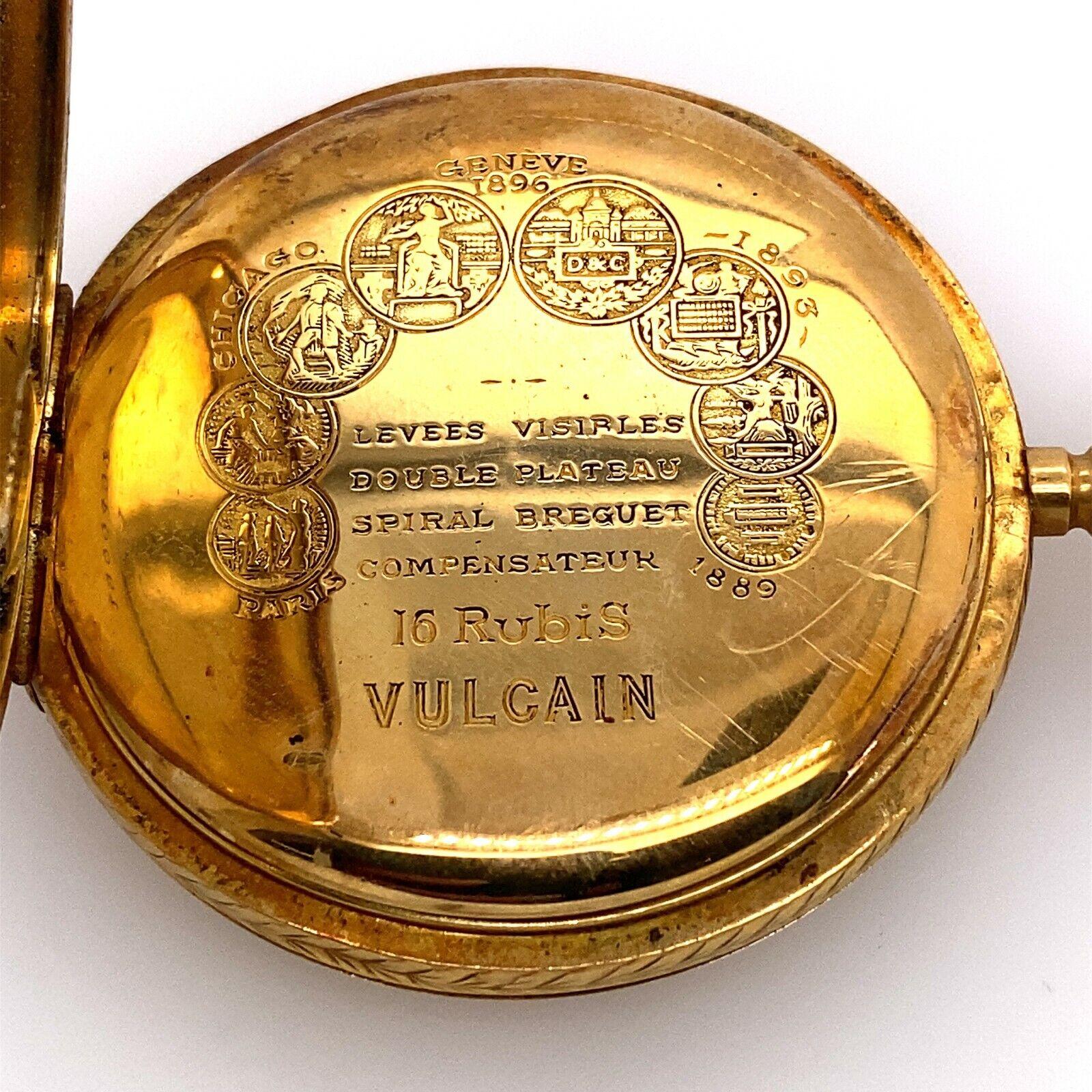 Original Vulcain-Taschenuhr aus 18 Karat Gelbgold für Damen oder Herren im Angebot