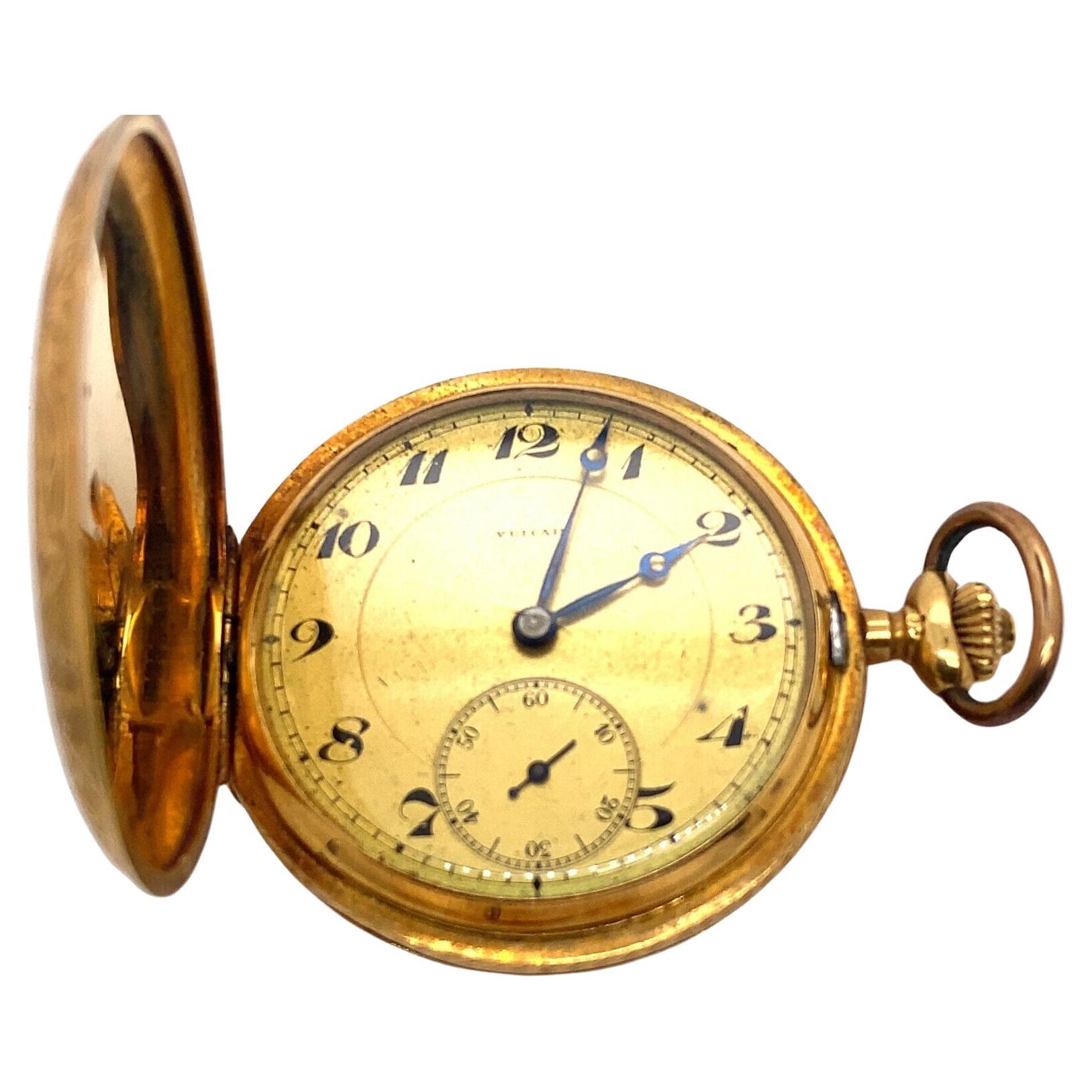 Original Vulcain-Taschenuhr aus 18 Karat Gelbgold im Angebot