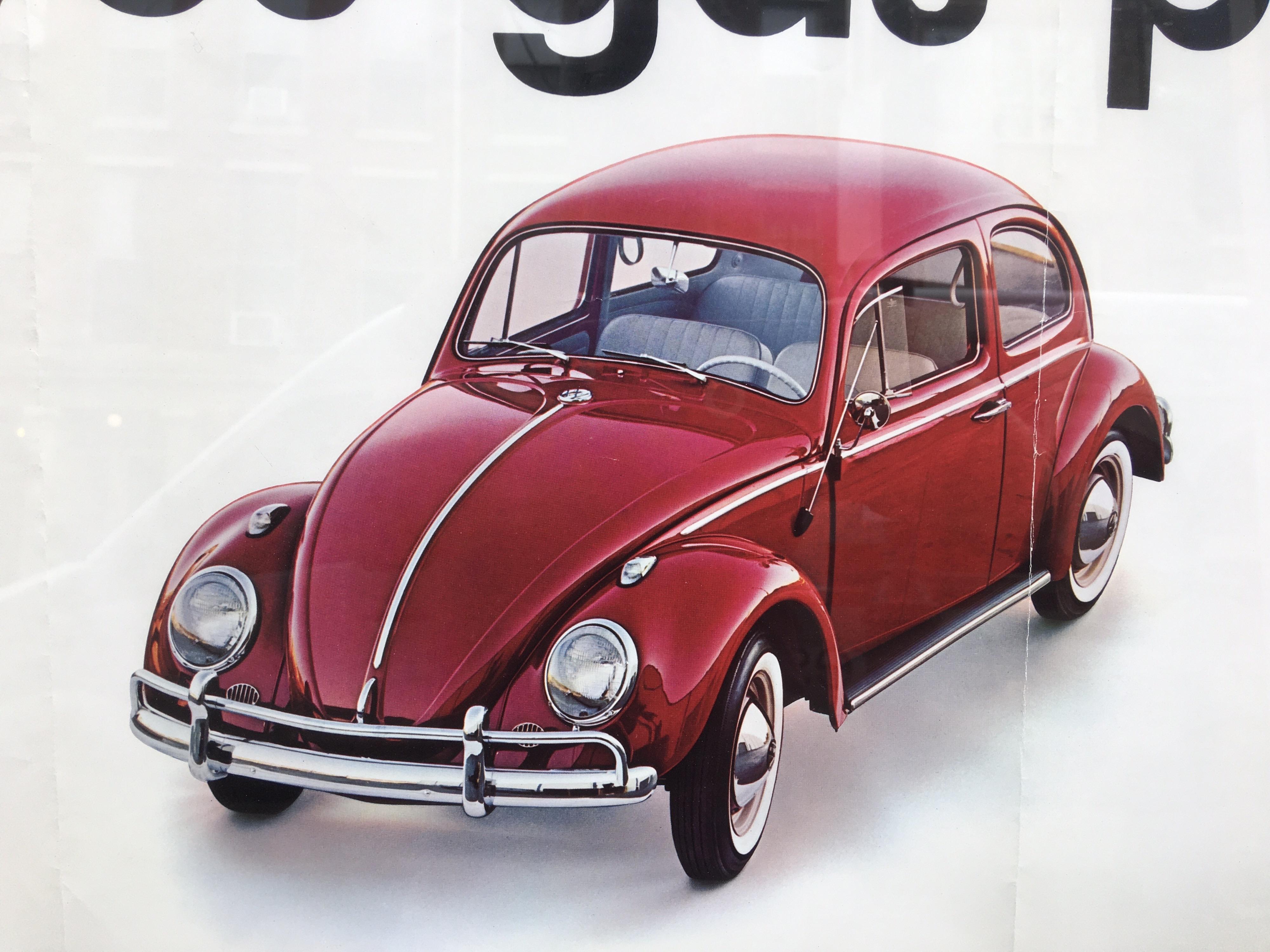 Early 1960's VW Dealership Poster. Posters were sent directly to VW Showrooms and displayed throughout. Posters were sent folded, hence the two creases.