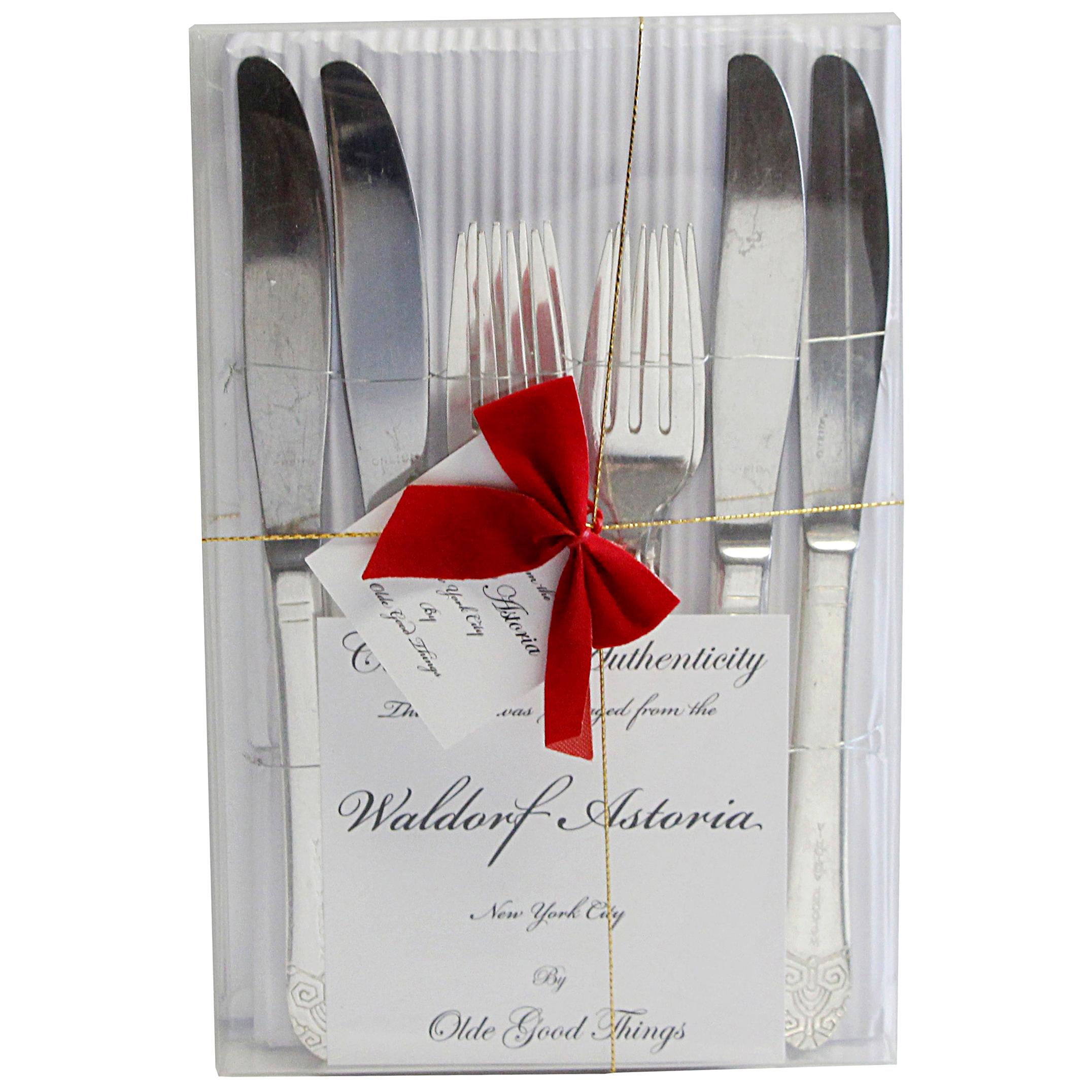 Original Waldorf Astoria 8-Piece Art Deco Salad Knife and Fork Gift Set