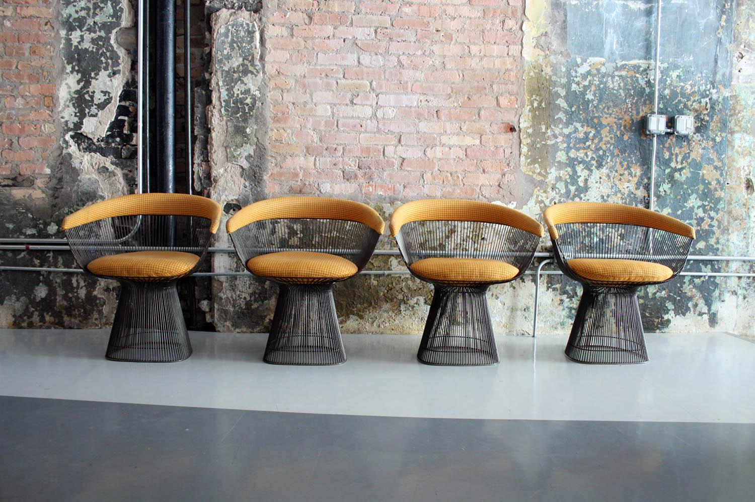 Original Walnut and Bronze Dining Set with 4 Chairs by Warren Platner for Knoll 2