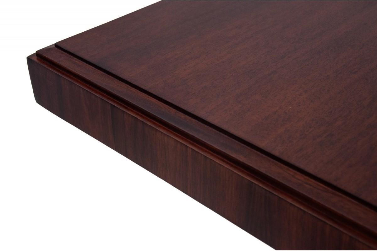 Original walnut extendable table, designed by Louis Majorelle, with 6 Art Deco c For Sale 6