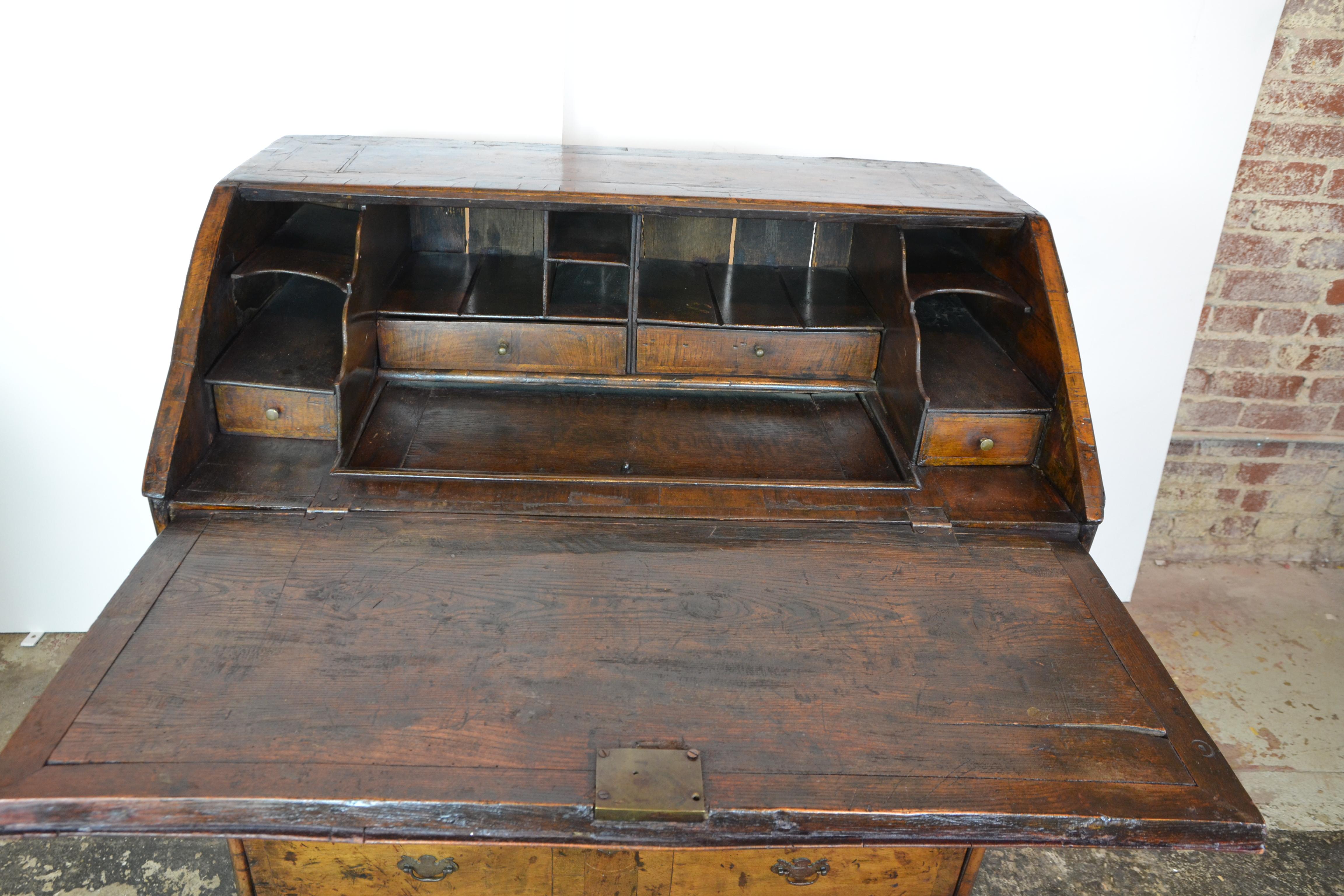 Original Walnut Queen Anne Secretary Desk /Bureau For Sale 1