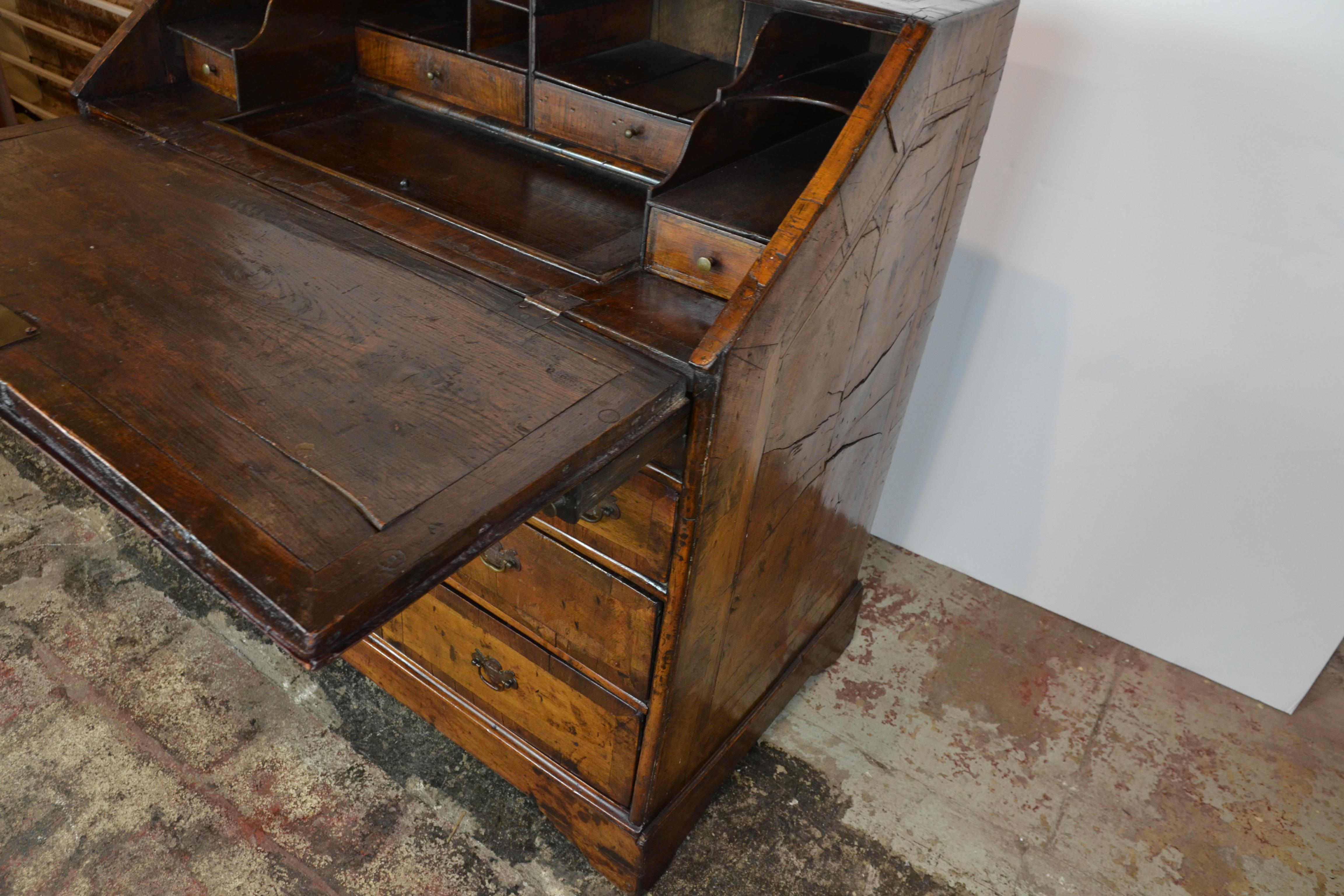 Original Walnut Queen Anne Secretary Desk /Bureau For Sale 2