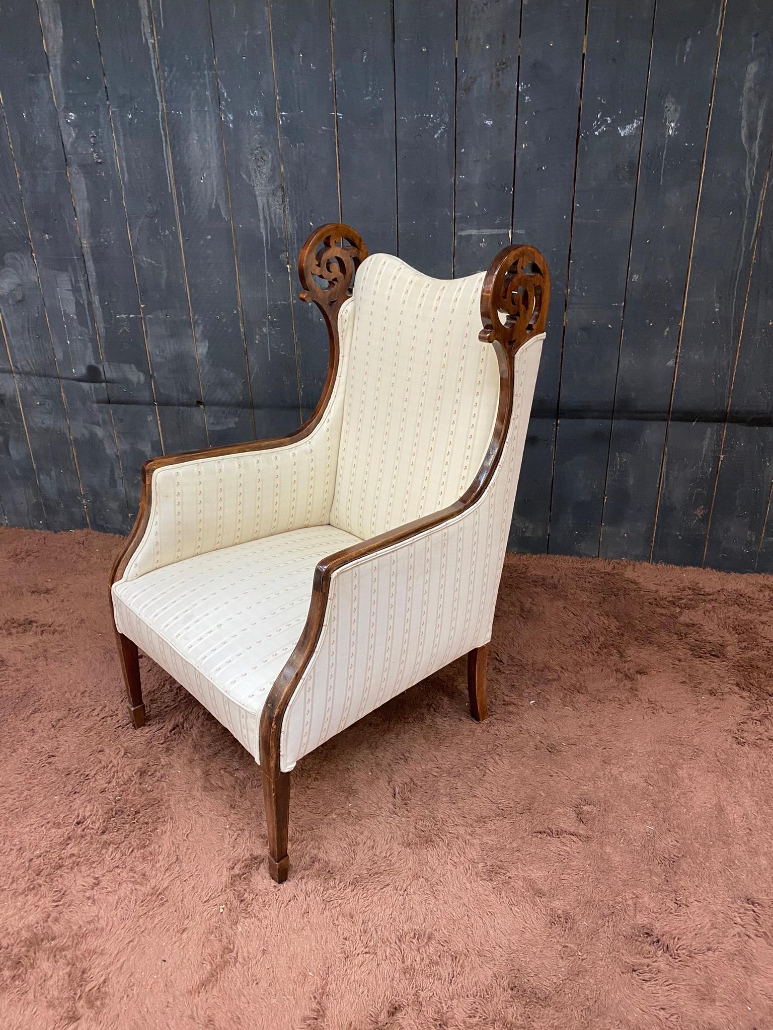 British Colonial Original Walnut Wing Chair, circa 1900 For Sale