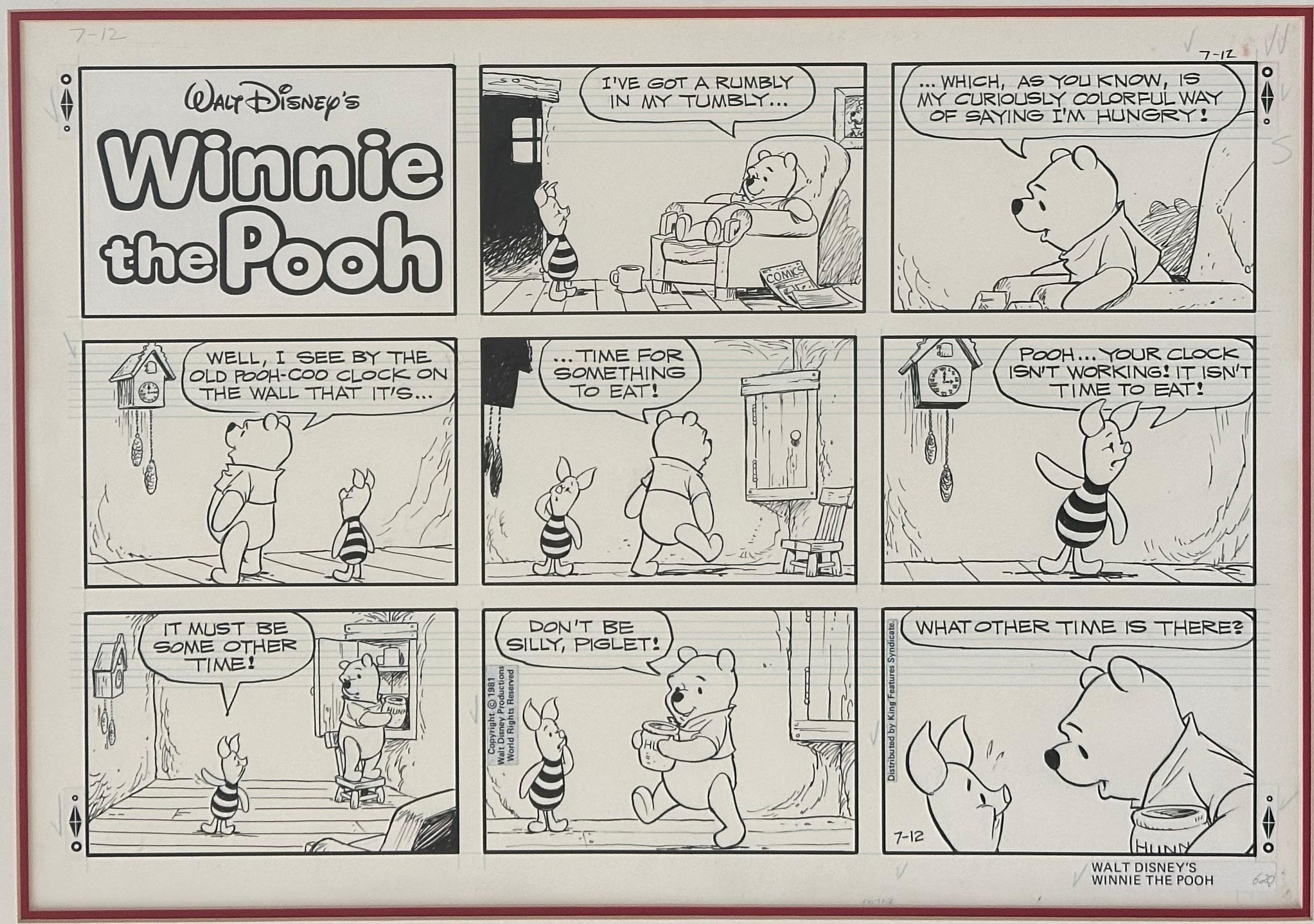 Original Walt Disney „Winnie the Pooh“ Comic Strip-Kunstwerk 1981 (Moderne der Mitte des Jahrhunderts) im Angebot