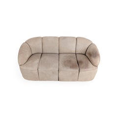 Canapé vintage Piccolino deux places en daim, modèle original Walter Knoll