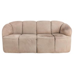 Canapé vintage Piccolino deux places en daim, modèle original Walter Knoll