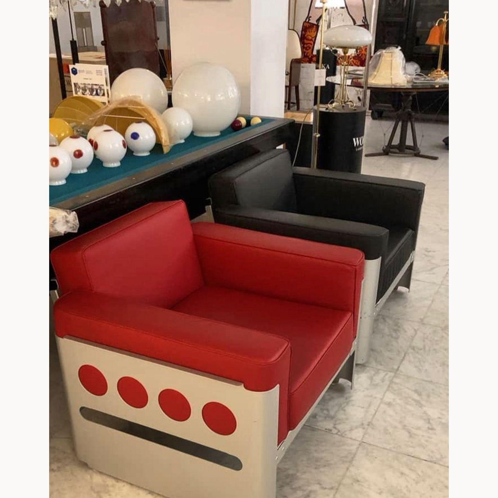 Original Walter Pichler, Silver Anodized Aluminum, Leather Galaxy Chair, 1966 In Good Condition For Sale In Vienna, AT