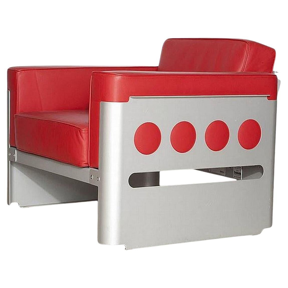 Original Walter Pichler, Silver Anodized Aluminum, Leather Galaxy Chair, 1966