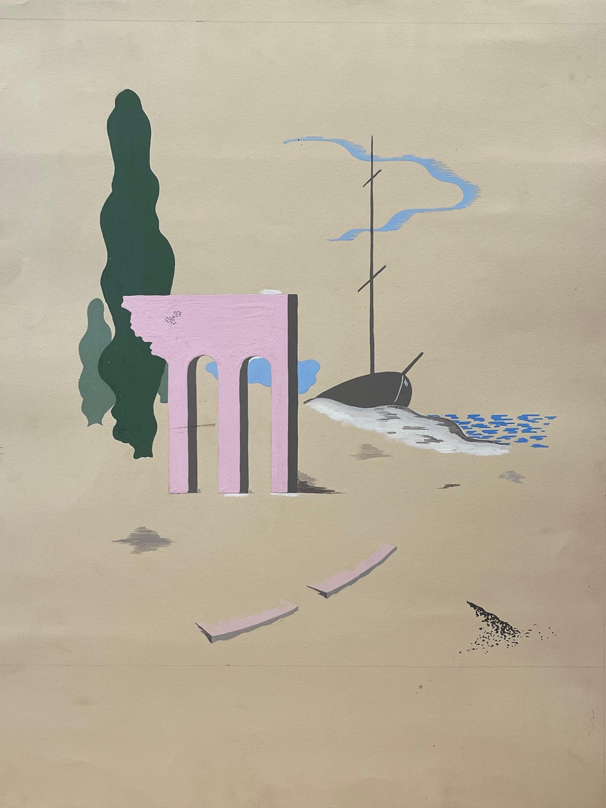 Peint à la main Aquarelle originale de Boris Lacroix, France, Art Déco, circa 1930 en vente