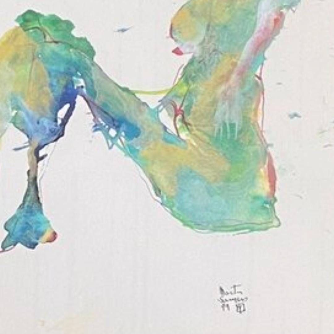 American Original Watercolor Figurative Painting by Martin Sumers For Sale
