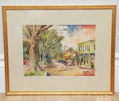 Original Watercolor of Winter Park, Florida by David Burliuk