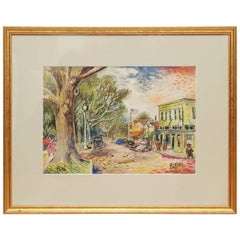 Original Watercolor of Winter Park, Florida by David Burliuk