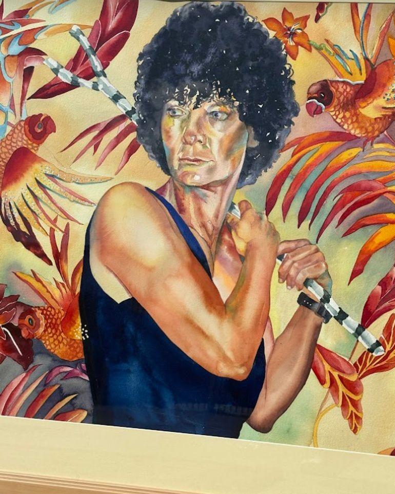 Retrato original en acuarela sobre papel pintado por Edee Joppich finales del siglo XX en venta